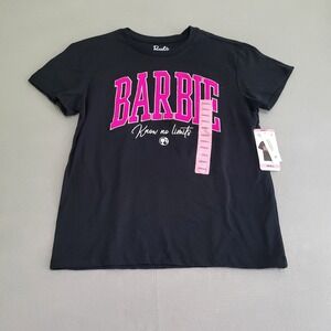 NWT BARBIE T-Shirt Black With Pink Chenille Letters Women's S Know No Limits